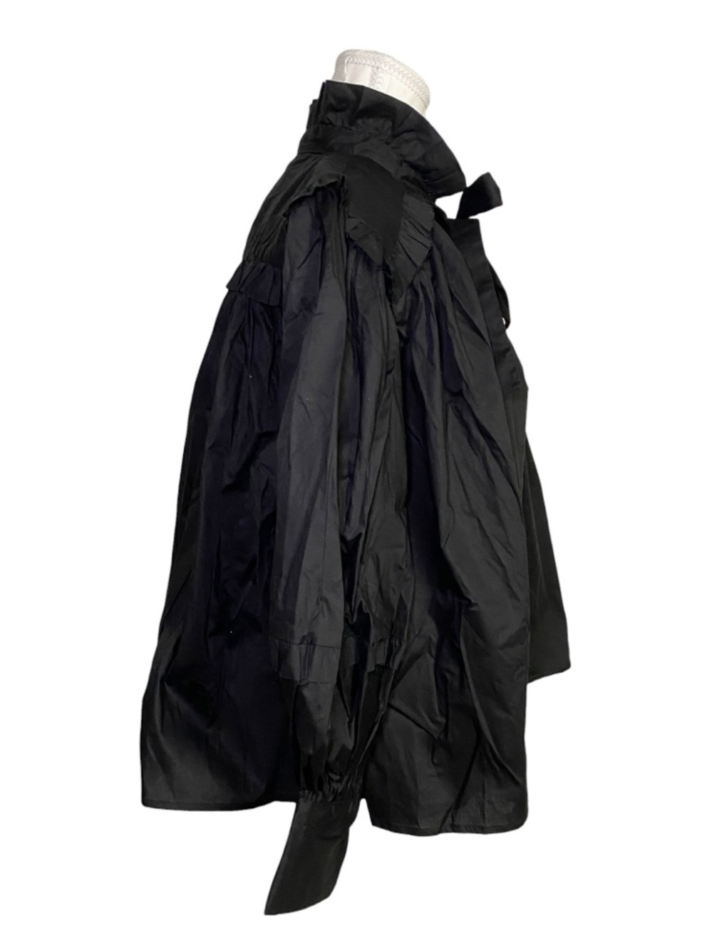 KARLIE Black Ruffle Neck Tie Front
Balloon Sleeve Blouse - Picture 3 of 12